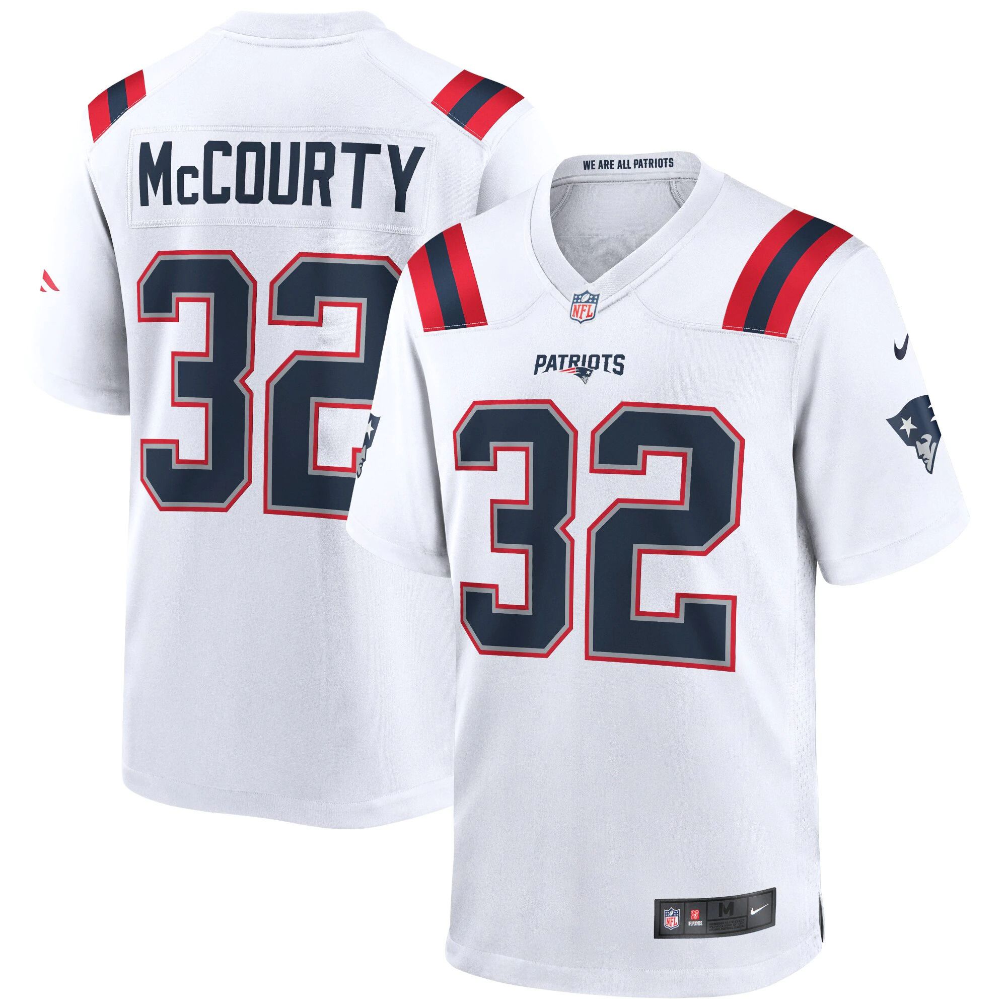 Men New England Patriots 32 Devin McCourty Nike White Game NFL Jersey